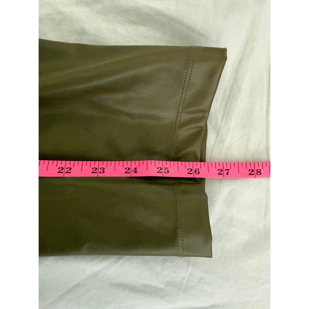 Who What Wear Olive Faux Leather Paperbag Pants Size 4 Utility Quiet Luxury - Picture 5 of 6
